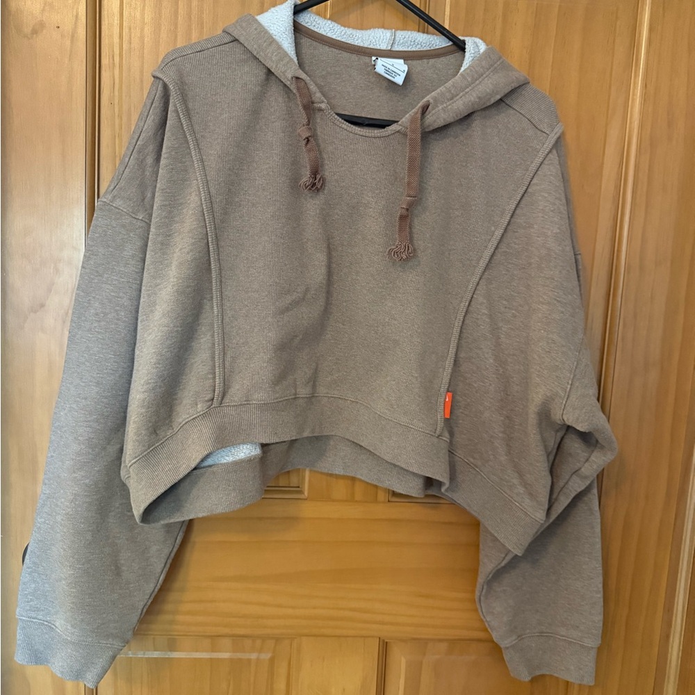 Nike Taupe Cropped Hoodie